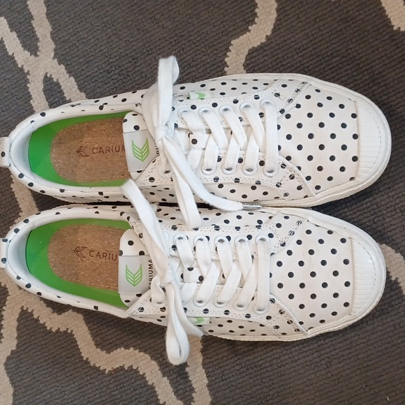 Cariuma White Polka Dot Canvas Oca Low Sneakers Women's 10 - Picture 2 of 15
